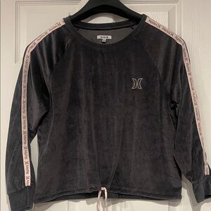 Hurley Woman’s Charcoal Long Sleeve Top with Pink Trim